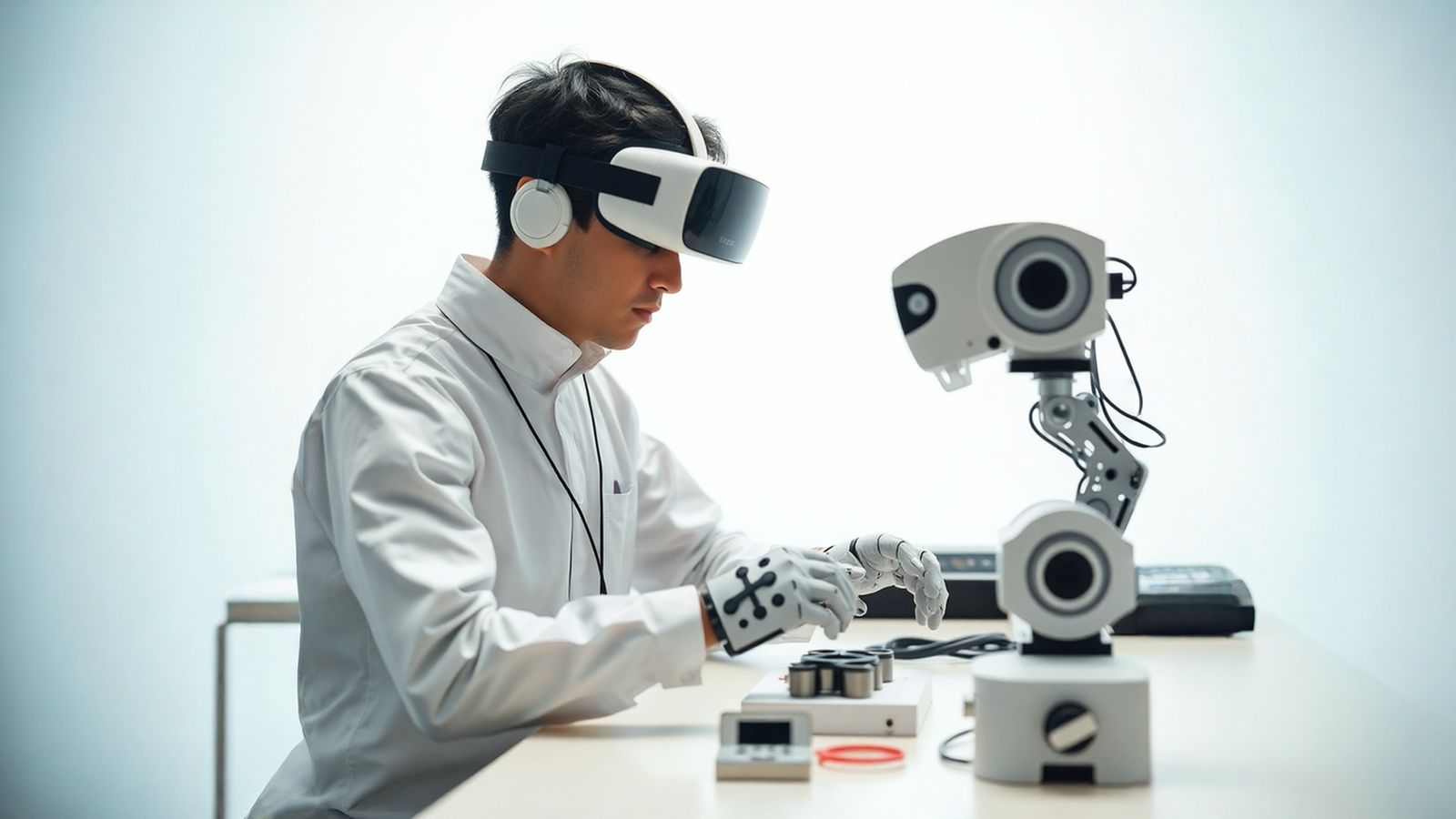 A collaborative robot arm working next to a person
