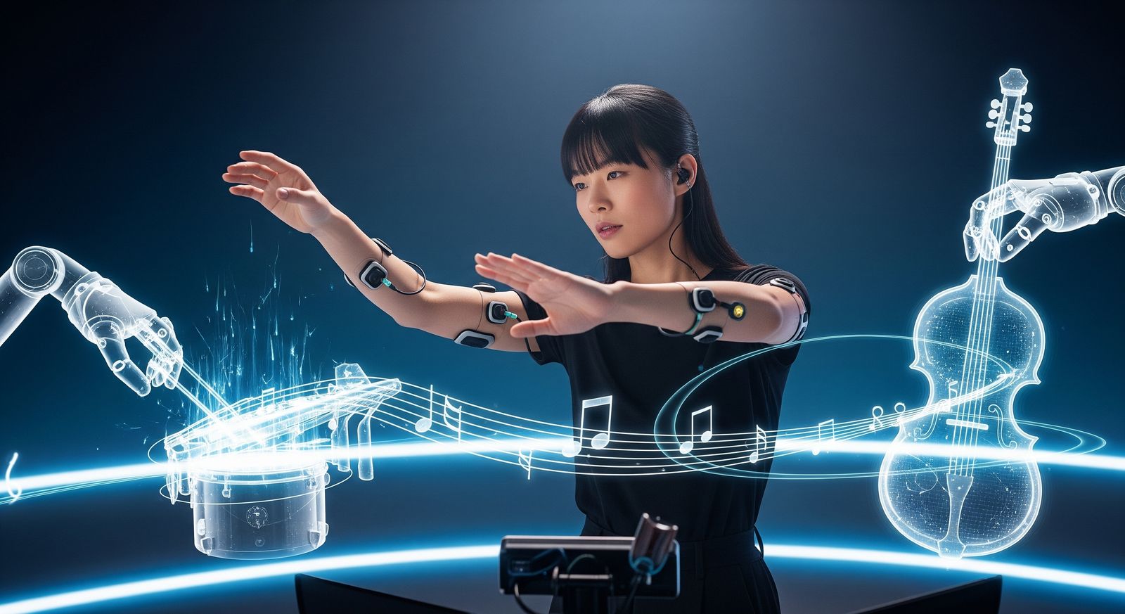 Conceptual image of human and machine intelligence